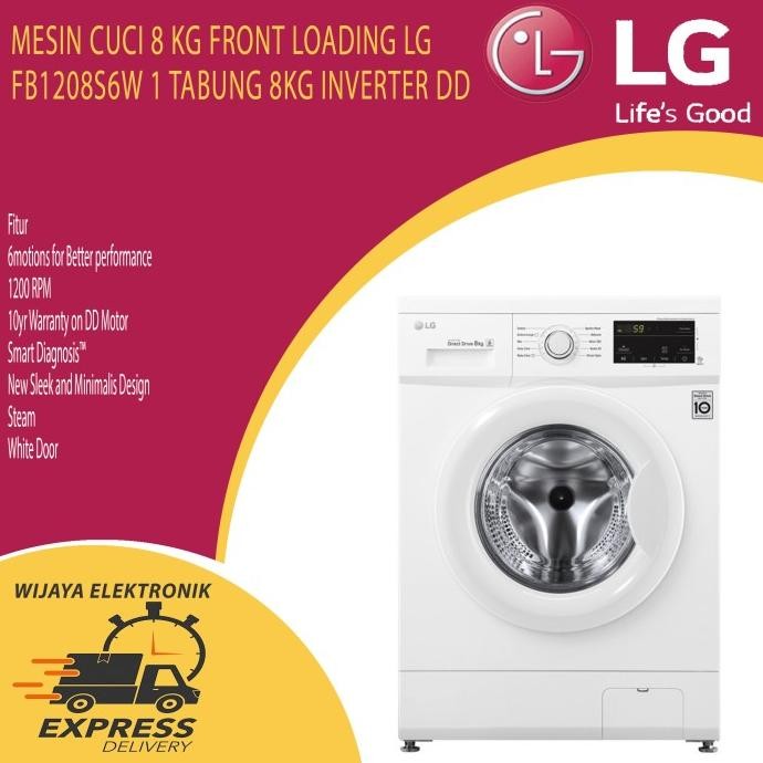 Murah MESIN CUCI 8 KgG FRONT LOADING LG FB1208S6W  8KG INVERTER DD Non COD