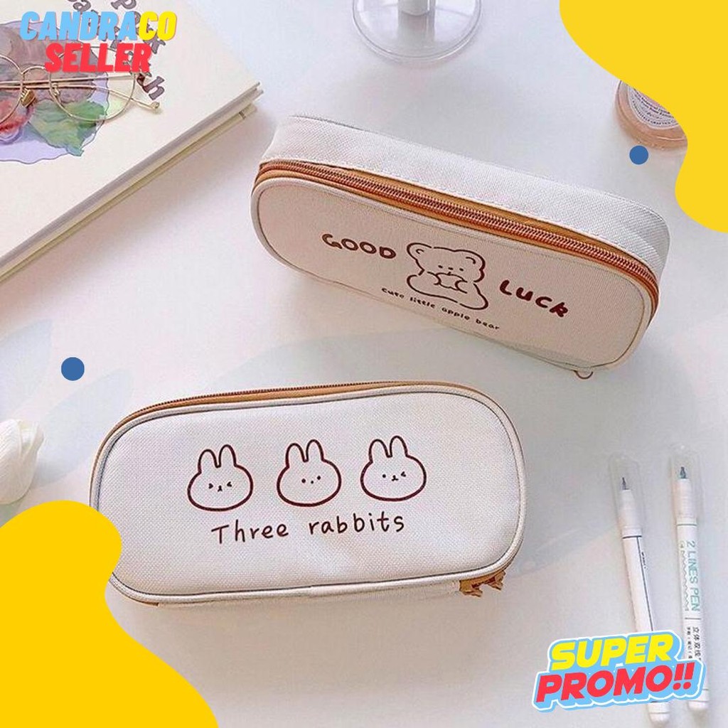 

[Miloli] Kotak Pensil Bear Cartoon Kanvas Minimalis Aesthetic Korean Style Stationery - F0204 Diskon