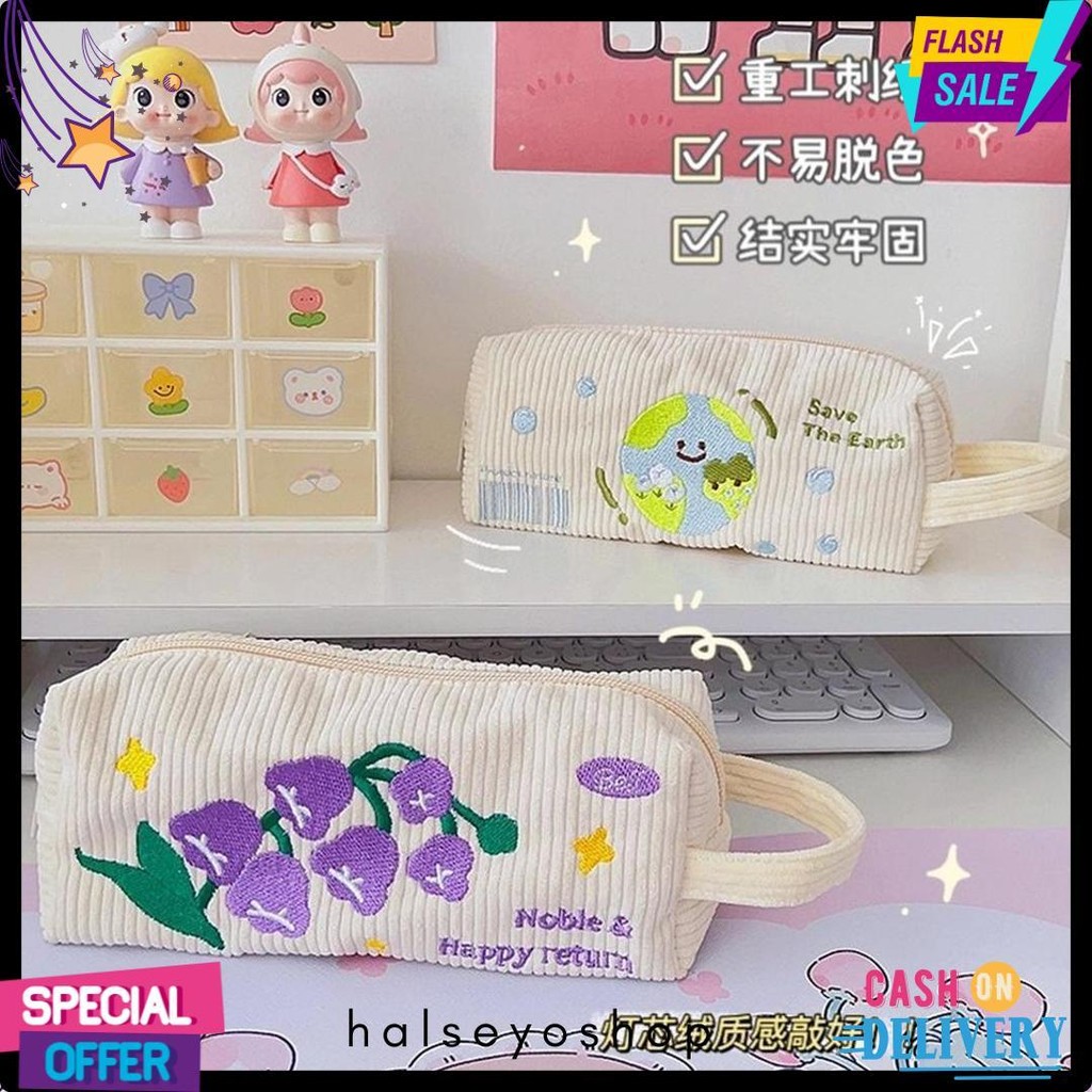 

Kensho Pouch Aesthetic Kain Corduroy Handle Lucu Import / Kotak Pensil Kain / Tempat Makeup / Cute Diskon Setengah Harga