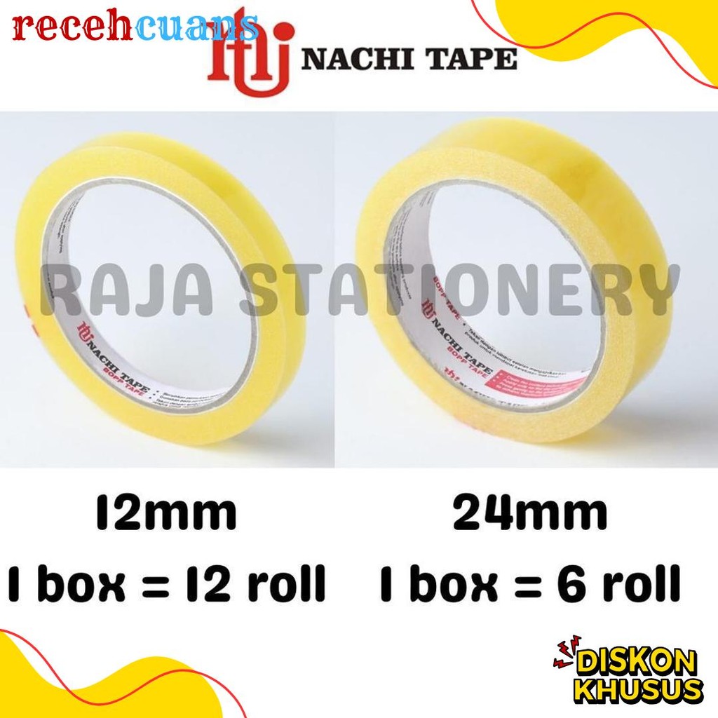 

Nachi Stationery Tape 12Mm 24Mm Selotip Solatip Lakban Solasi Isolasi Nachi [1 Box] Diskon