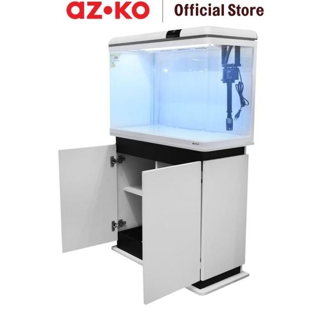 Terlaris Azko Boyu 128 Ltr Set Aquarium & Kabinet Xf-80 - Putih Ready Stok