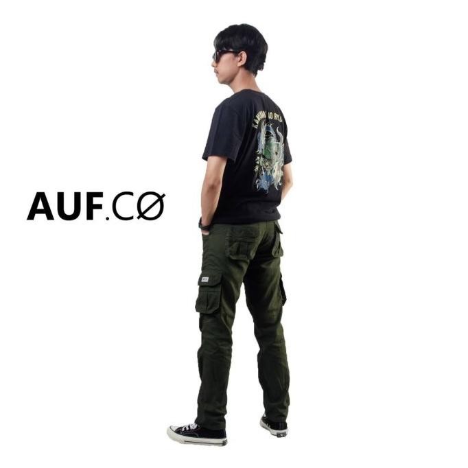 (Good) Celana Cargo Pria Hijau Army Slimfit Auf.co