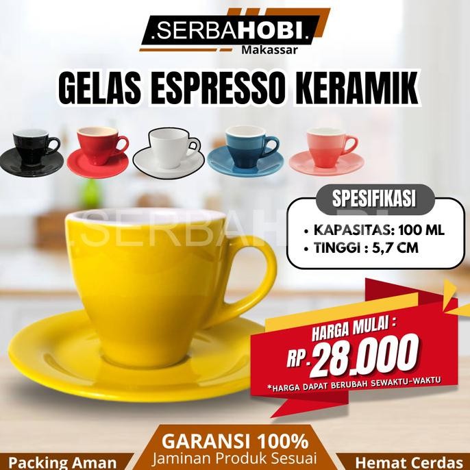 best produk] Gelas Kopi Espresso Dengan Tatakan Keramik / Gelas Cafe