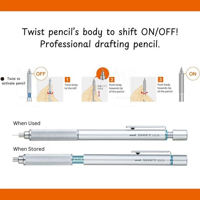 

TERBARU - Uni Shift Pipe Lock Drafting Pencil Mechanical Pencil 0.3 0.4 0.5 0.7 0.9 mm Pensil Mekanik untuk Menggambar