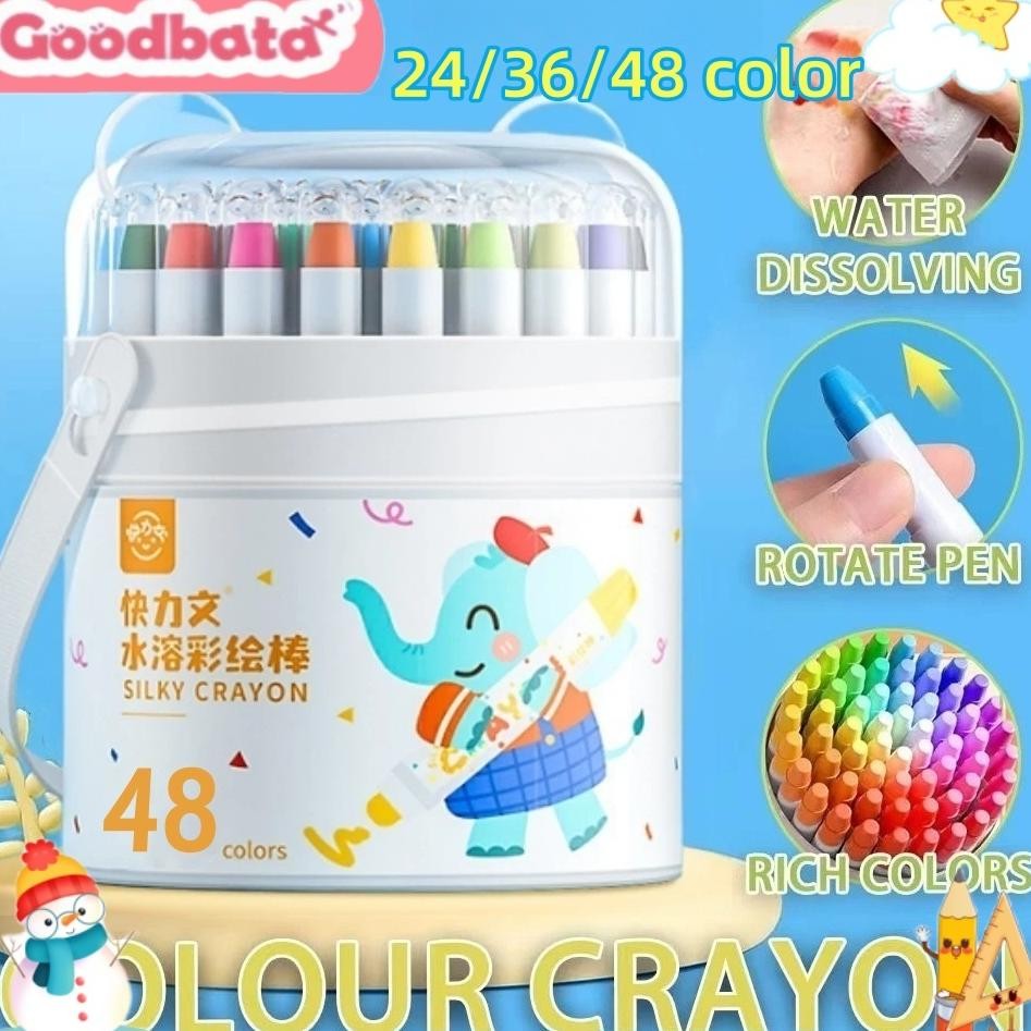 

Ready StockGoodbata Crayon Putar Crayon Washable Silky 24/36/48 Warna Kuas Gratis For Yang Seni Gambar Pastel Minyak Crayon Krayon Anak-Anak Aman Dan Tidak Beracun