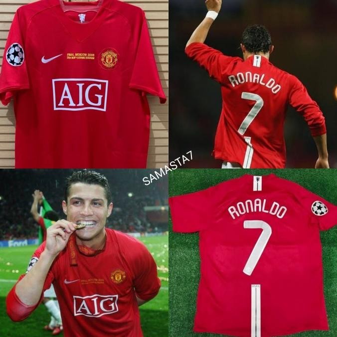 JERSEY BAJU BOLA RETRO MU HOME 2008/2009 + NAMESET FINAL MOSCOW