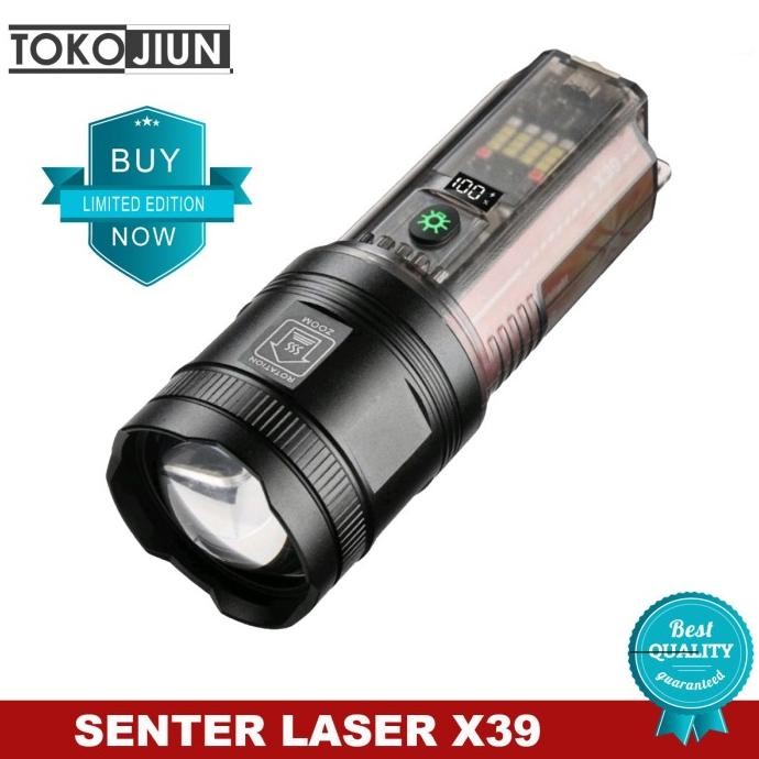 Senter LED Laser X39 7 Mode Sinar Solar Panel Flashlight Powerfull [terbaik]