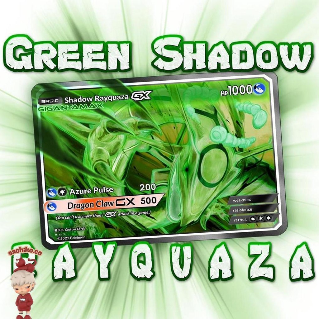 Kartu Pokemon Tcg Rainbow Hologram English Version Sha-Dow Green Rayquaza Murah