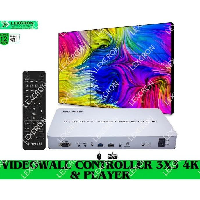 Video Wall Controller 3X3 4K(Input: Hdmi, Usb, U Disk Rs232) Lexcron New Stok
