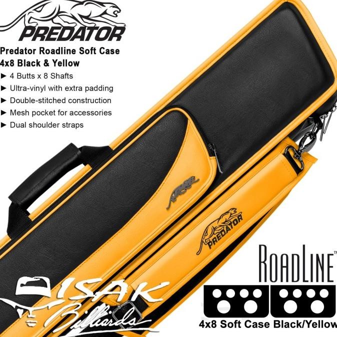 Murah Predator Roadline 4x8 Cue Case Black & Yellow Soft Tas Stick Billiard Non COD