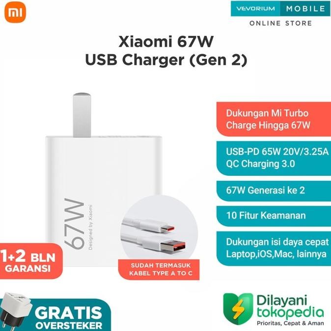 Xiaomi 67W Usb Charger Turbo Charge Fast Charging Batok Kepala 67 Watt