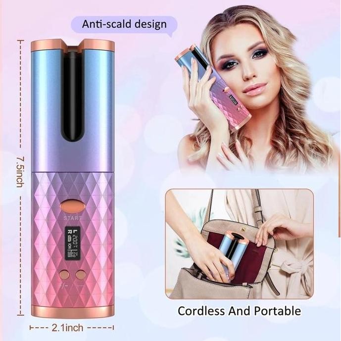 Pengeriting Rambut Catokan Otomatis Tanpa Kabel USB Curly Meluruskan Sisir