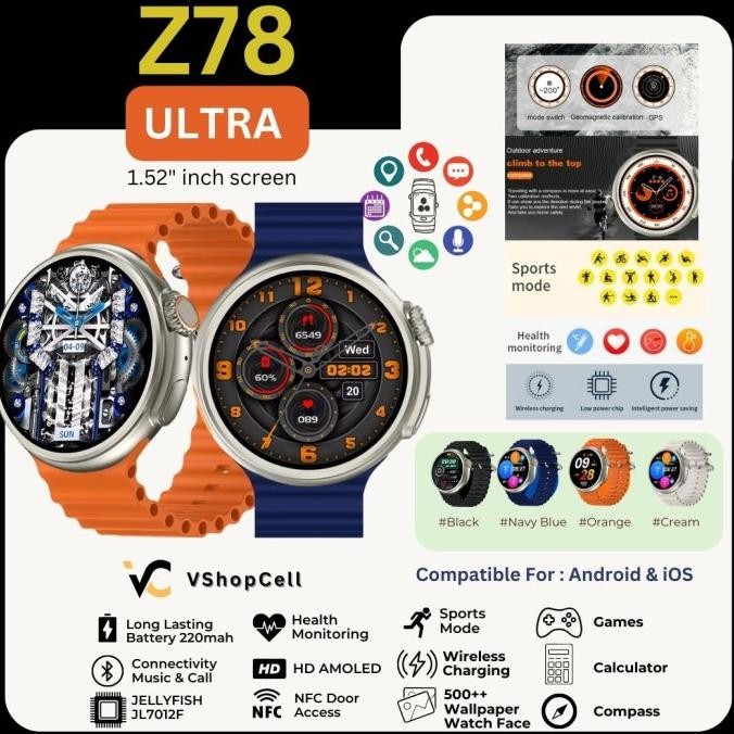 TERLARIS - SMARTWATCH Z78 ULTRA AMOLED & NFC Support  Android & iOS