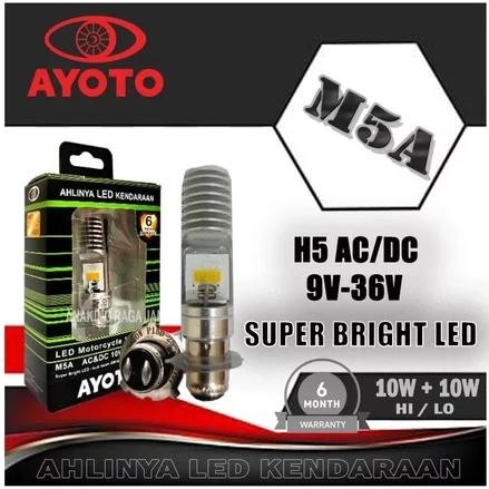Lampu Depan Led Motor Ayoto M5A H5 Ac Dc 10 Watt Piringan Kaki 3 Hi Lo