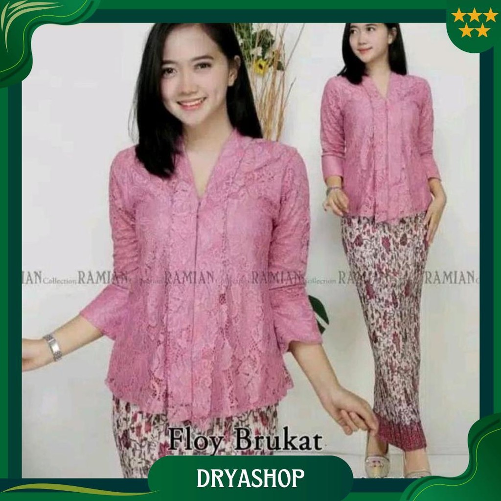 Set Kebaya Brokat Kutu Baru Floy Polos Kebaya Brokat Kutu Baru Kebaya Wisuda Kebaya Modern / Kebaya 