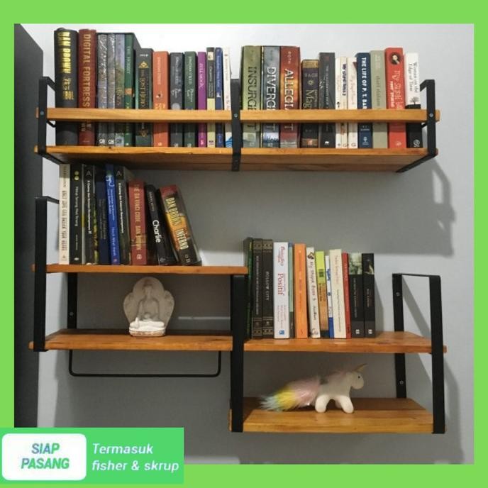 Rak Buku Besi Dinding Susun Rak Dinding Minimalis Rak Buku Besi MS01