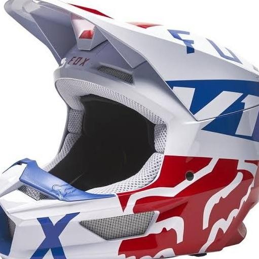 Sale Helm Fox V1 Skew Ece Red White Blue