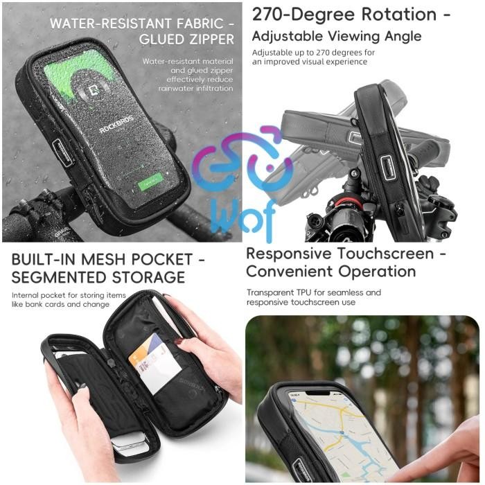 Rockbros B17-8 Tas Depan Cover Sarung Hp Dompet Handphone 6.0 Inch Sepeda Motor Waterproof Bicycle B