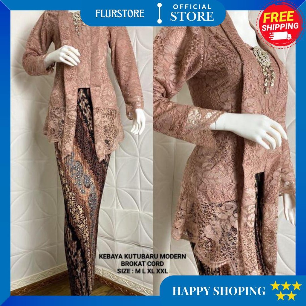 Atasan Kebaya Brokat Modern Set Kebaya Kutu Baru Brokat Lengan Panjang Lidya Baju Kondangan Wanita D
