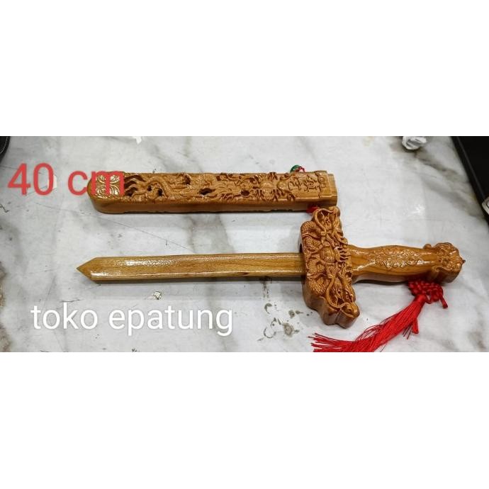 Pedang Kayu - Motif Naga - Kayu - 40 Cm Co