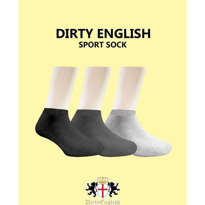Dirty English Men Sport Sneaker Sock Anti Bacteria 3 Pairs Pack - Kaos Kaki Olahraga Pendek 3 Pasang