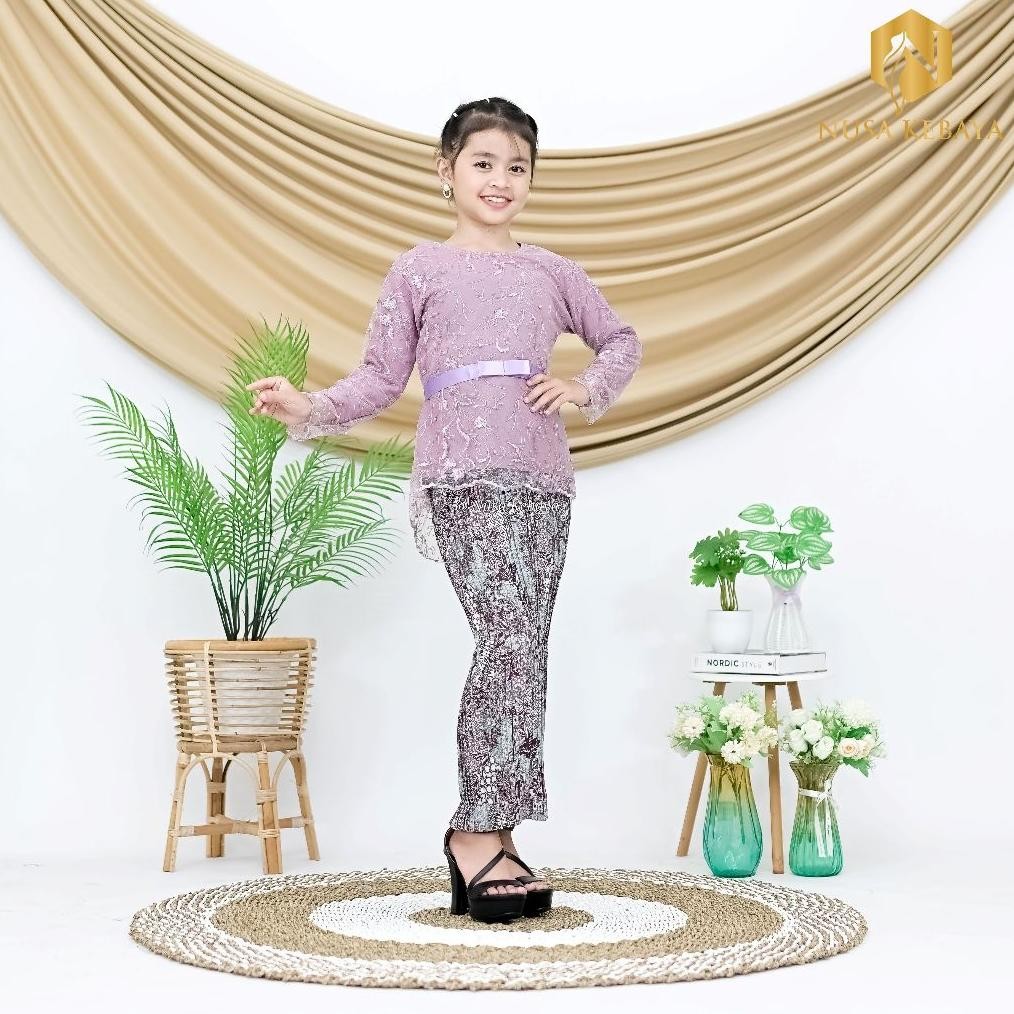 Setelan Kebaya Pita Anak Bahan Brukat Tile Bordir / Baju Kebaya Anak Perempuan Umur 3 4 5 6 7 8 9 10