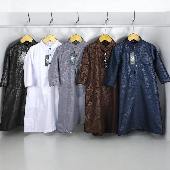 Gamis Embos Jubah Sultan Pakaian Muslim anak Laki Laki Terbaru Abu Navy Cokelat Putih Hitam Baju Ana