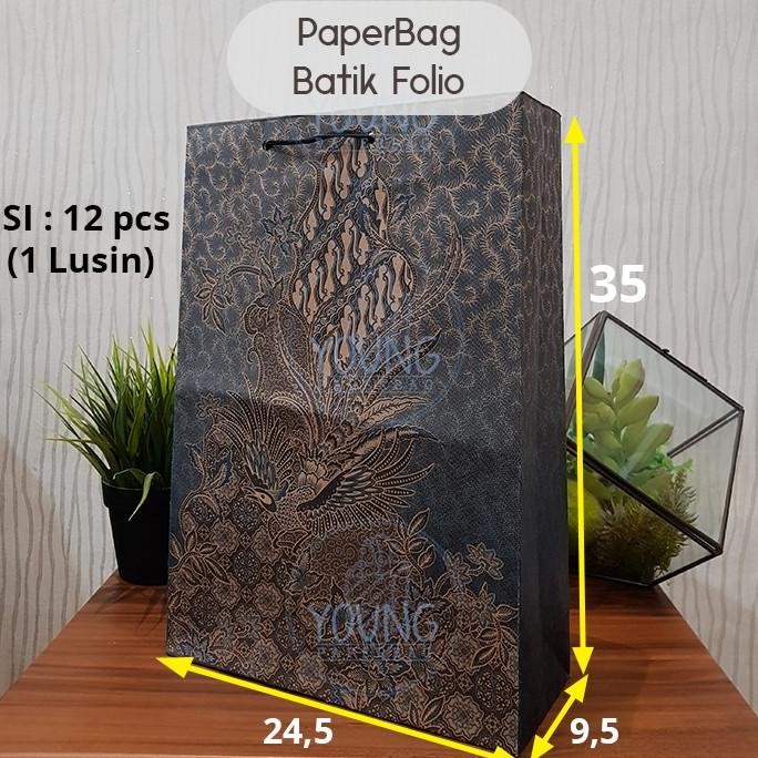 

tg-342 Paper Bag / Tas Kertas Batik Folio motif Burung Uk.24,5x9,5x35 (1 lusin (12pcs)) Murah