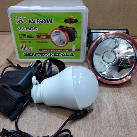 Promo VL 80s Senter Kepala 80 WattPutih KUNING valescom VL-80s BONUS BOHLAM Murah