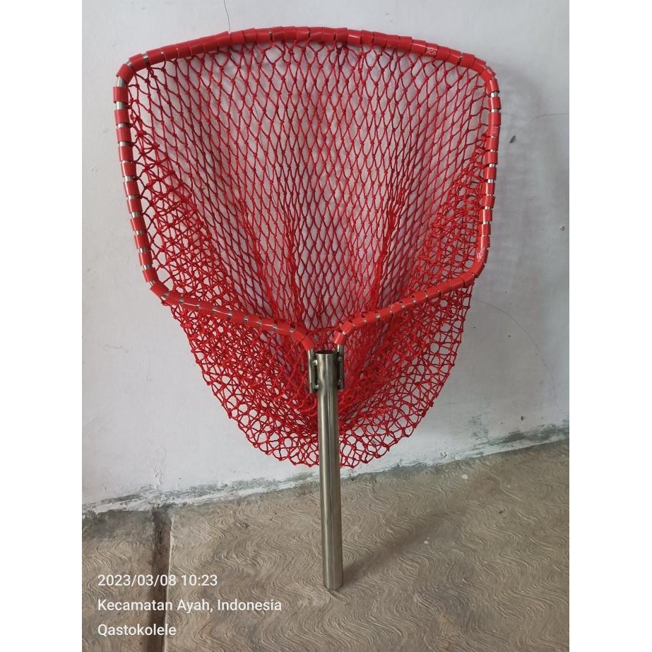 Serokan Ikan Stainless besar Jaring Nilon gagang panjang Telescopic DIN