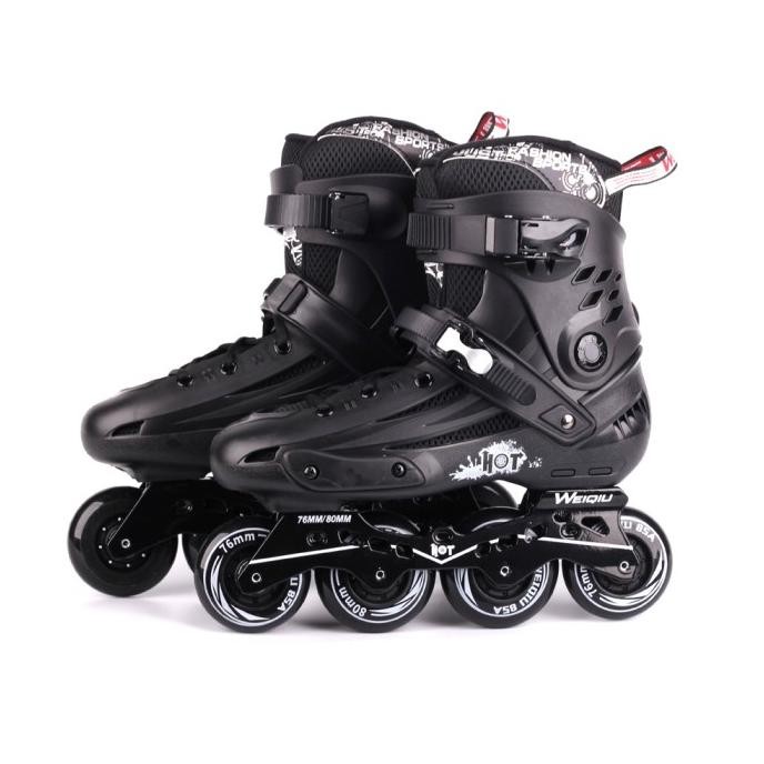 Sepatu roda WEIQIU Hotspot Inline Skate Freestyle BLACK dewasa slalom NS