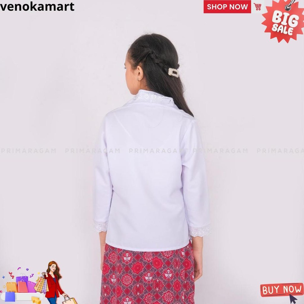 Primaragam Kebaya Anak Perempuan Modern Sd Smp Sma Atasan Baju Sekolah Adat Sunda Encim Putih Best S