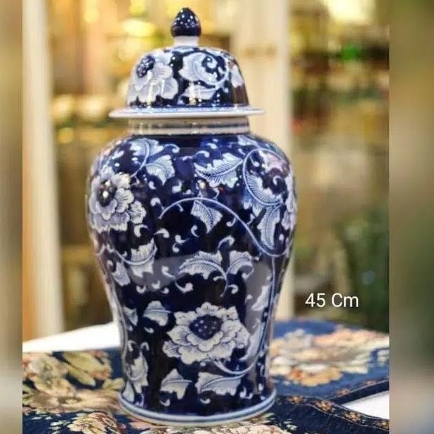Guci keramik Biru Putih / Guci Dark Blue / Tochin Biru Putih ICA