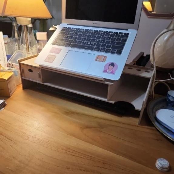 MONITOR STAND LAPTOP ALAS NOTEBOOK MEJA KAYU PRINTER KEYBOARD MOUSE PC NEW