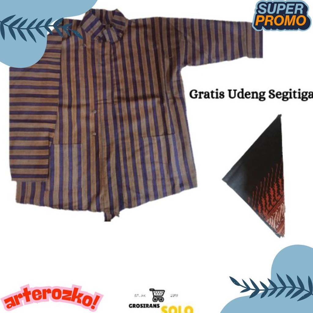Baju Lurik Jawa Pria-Baju Adat Laki Laki Modern Diskon Setengah Harga
