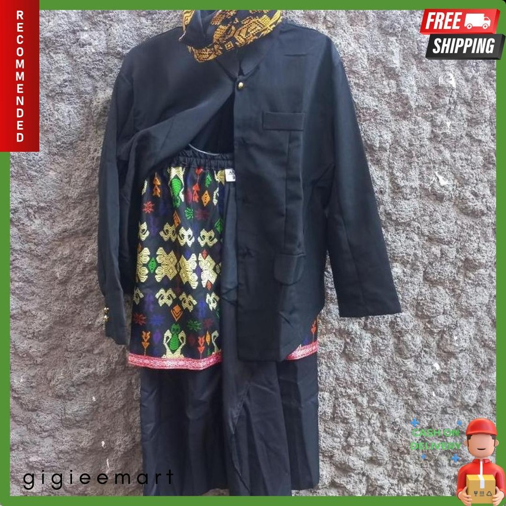 Set Pegon Baju Tradisional Adat  Sasak Lombok Untuk Anak Laki-Laki. Komplit Baju, Kain & Capuk Flash