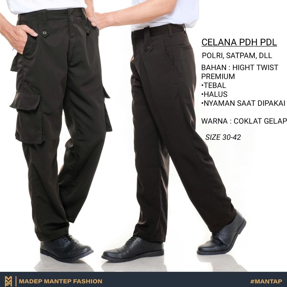 sa-324 Celana PDH PDL Coklat Gelap Security Satpam Polri Celana Satpam Security Coklat Gelap - Celan