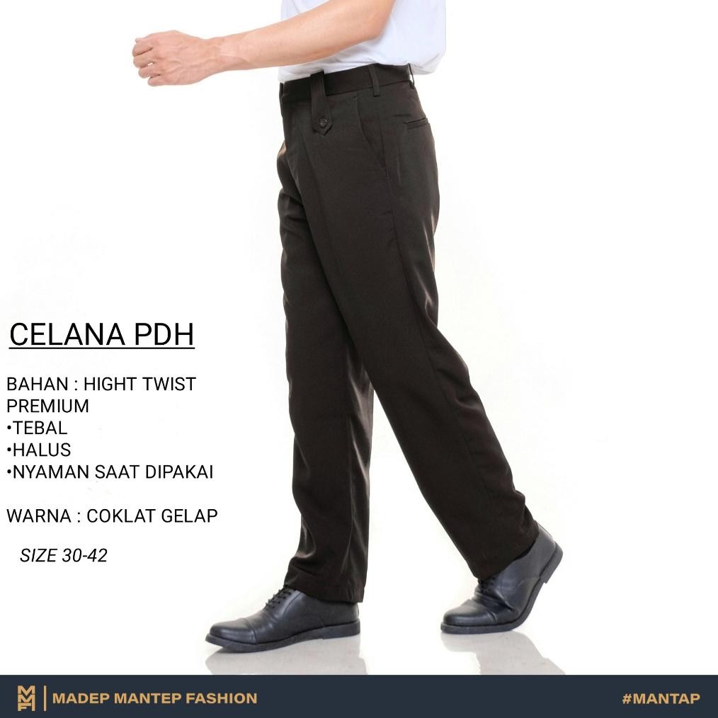 gh-45 Celana PDH PDL Coklat Gelap Security Satpam Polri Celana Satpam Security Coklat Gelap - Celana