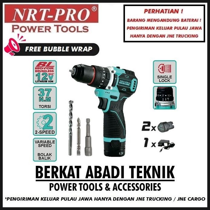 NRT-PRO DC730 HD Mesin Bor Cordless Drill 10MM Baterai Batre Tangan Beton Impact Tembok Charger Cas 