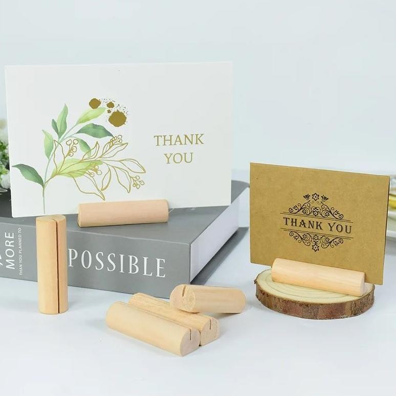 

FUZ-611 20pc Wooden Card Holder Price Tag Holder Kayu Tatakan Holder Foto Tiang Nomor Meja Stand Card Holder Premium