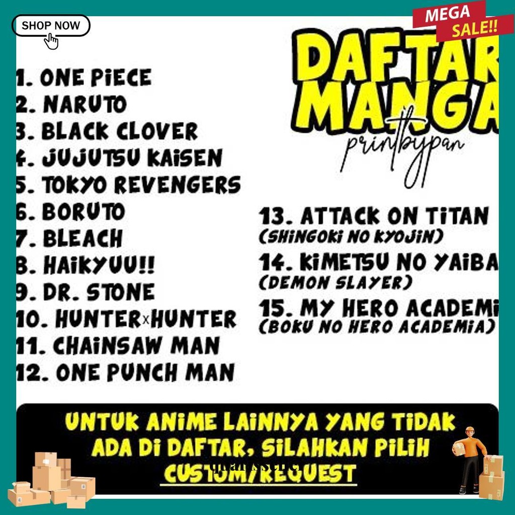 (30K) Poster Dinding Anime Manga Wall Decor Panel - Sticker Hiasan Dinding Wallpaper Kamar - Black C