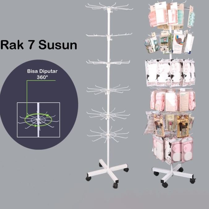 MURAH Display Matahari Susun 7 Tebal Rak Putar Gantungan Aksesoris