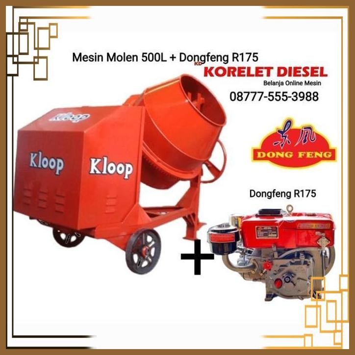 [KRT] MESIN MOLEN COR BETON 500L + DIESEL R175 DONGFENG