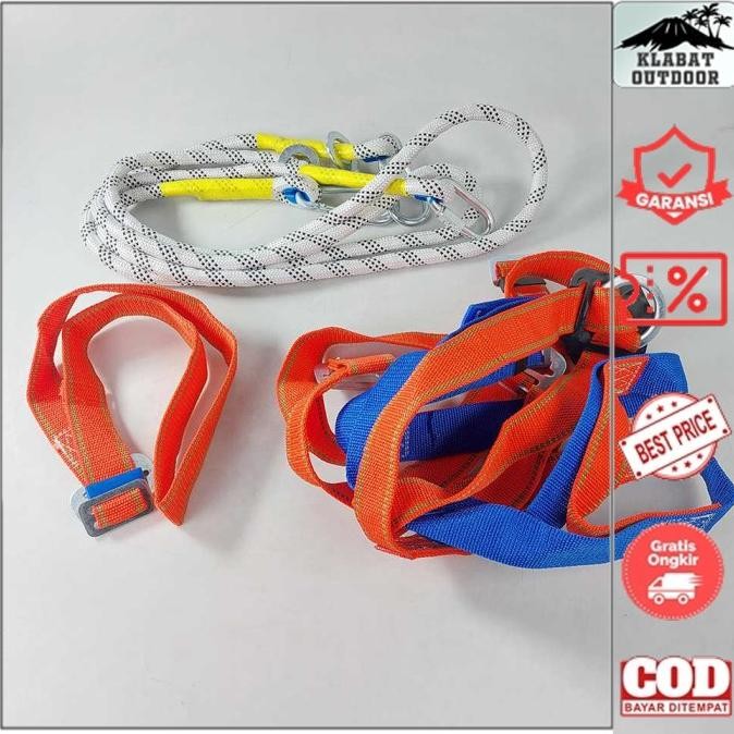 Set Tali Harness Double Hook Full Body Konstruksi Flying Fox New Stok