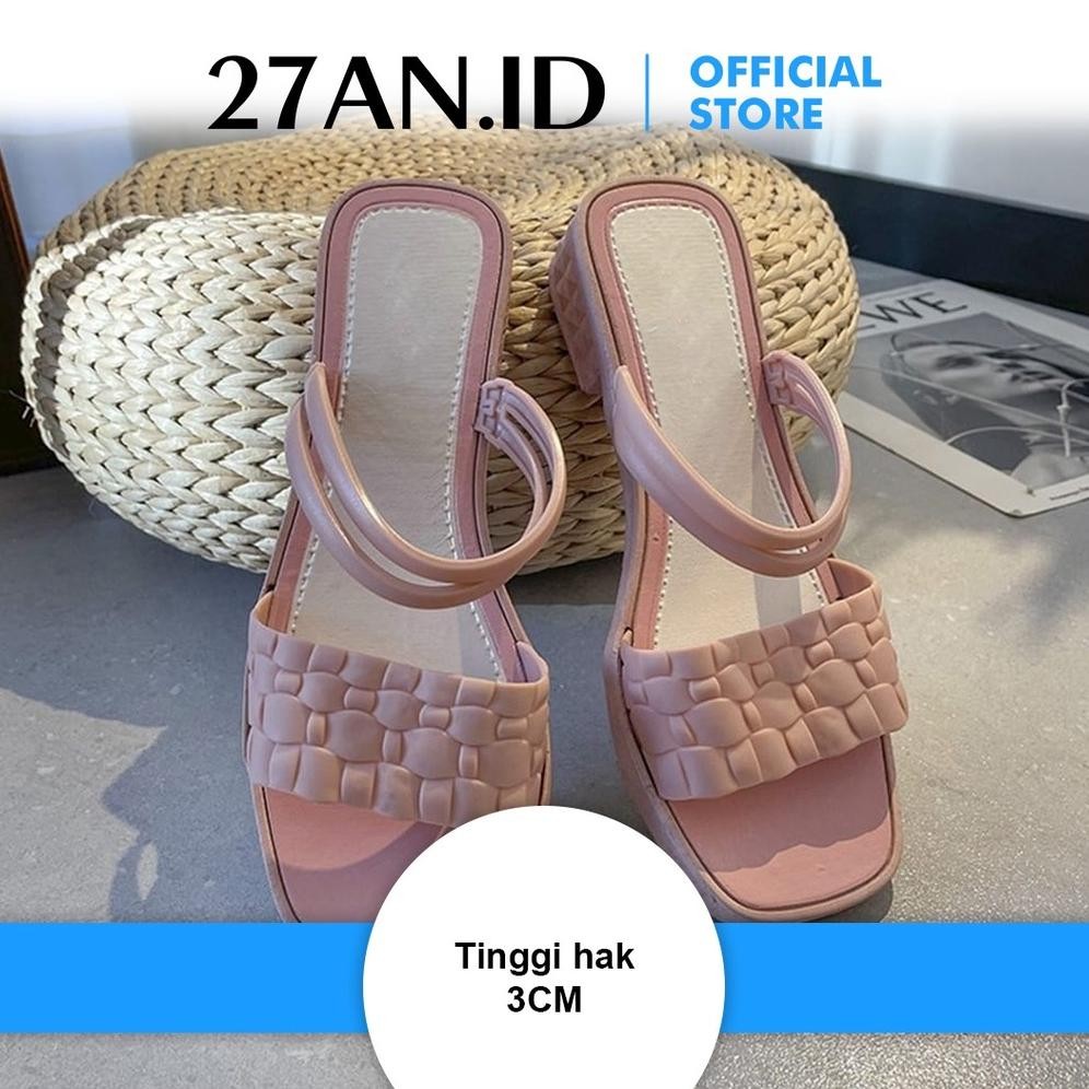 Sandal Sepatu Wedges Wanita Sp41 Motif Kulit Buaya Sandal Heels Slop Jelly
