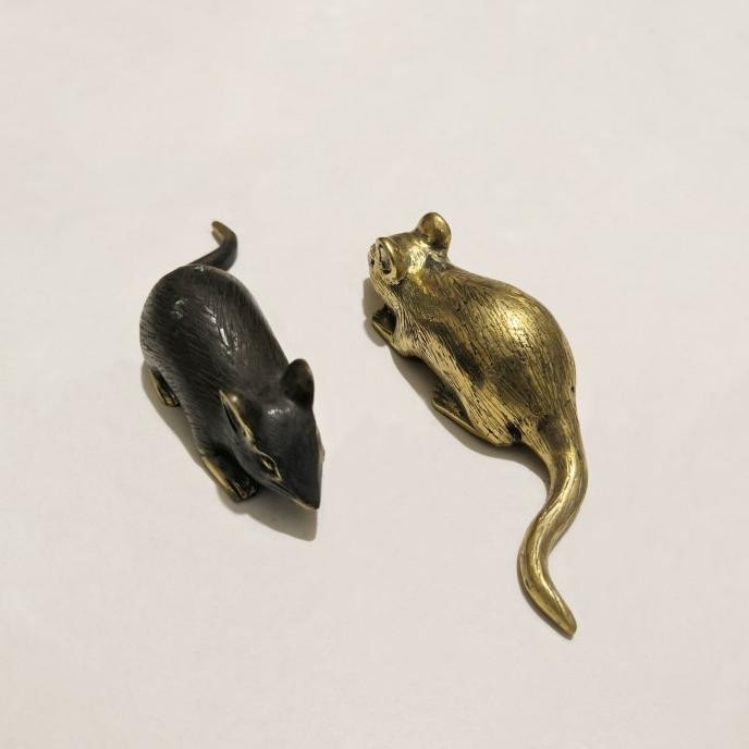 ```````] Patung Shio Tikus Logam Kuningan Mouse Brass Statue Pajangan Hiasan