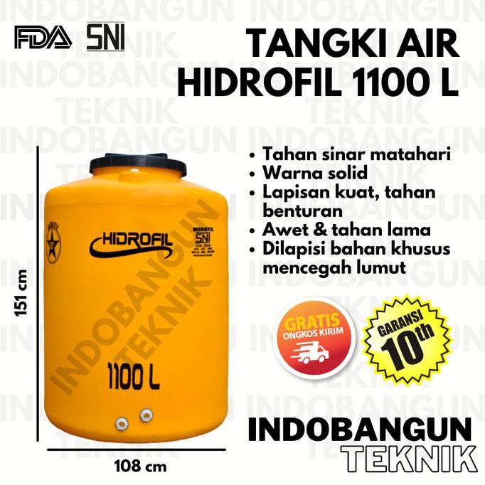 Diskon Toren Tangki Tandon Air Hidrofil 1000 Liter Garansi Murah Anti Lumut