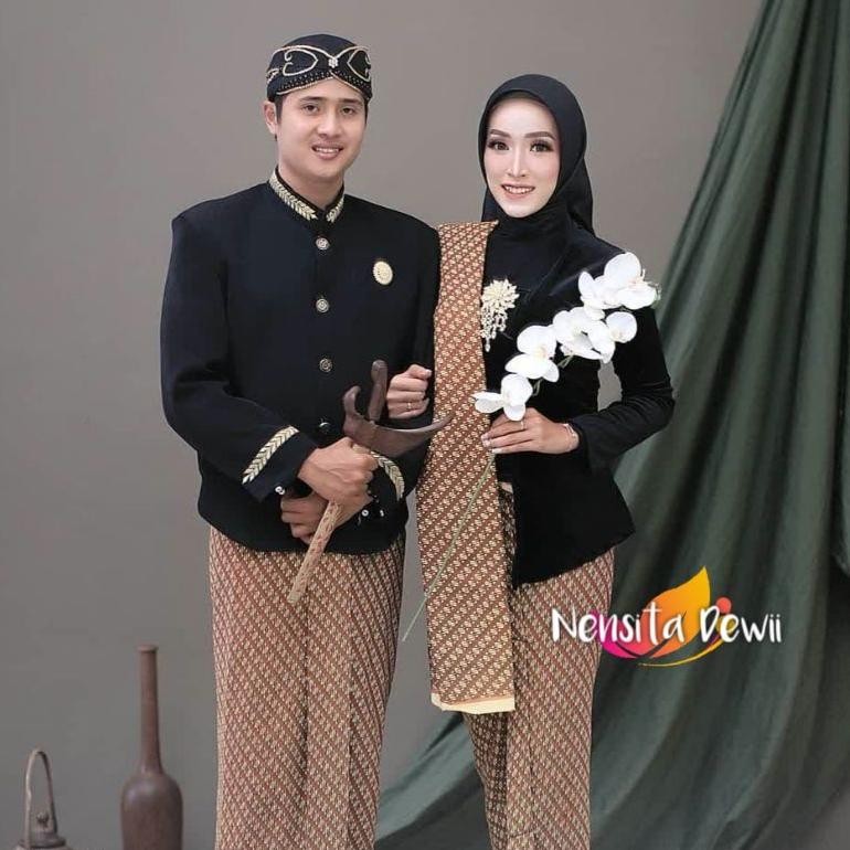 Diskon Set Prewed / Baju Couple Adat Jawa, Motif Lereng Neng (+Selendang) Murah