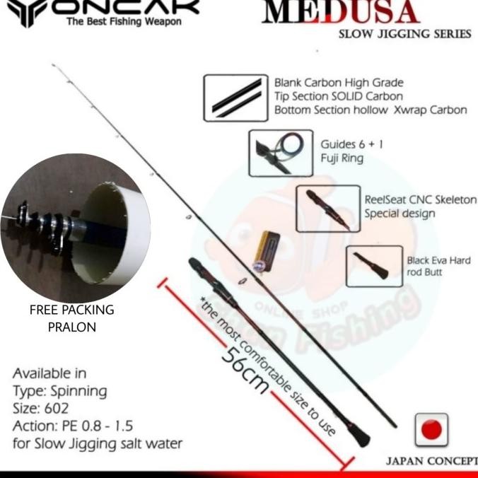 BEBAS ONGKIR - Joran Slow Jig Oncak Medusa 602 PE 0.8-1.5 ( packing pipa PVC )