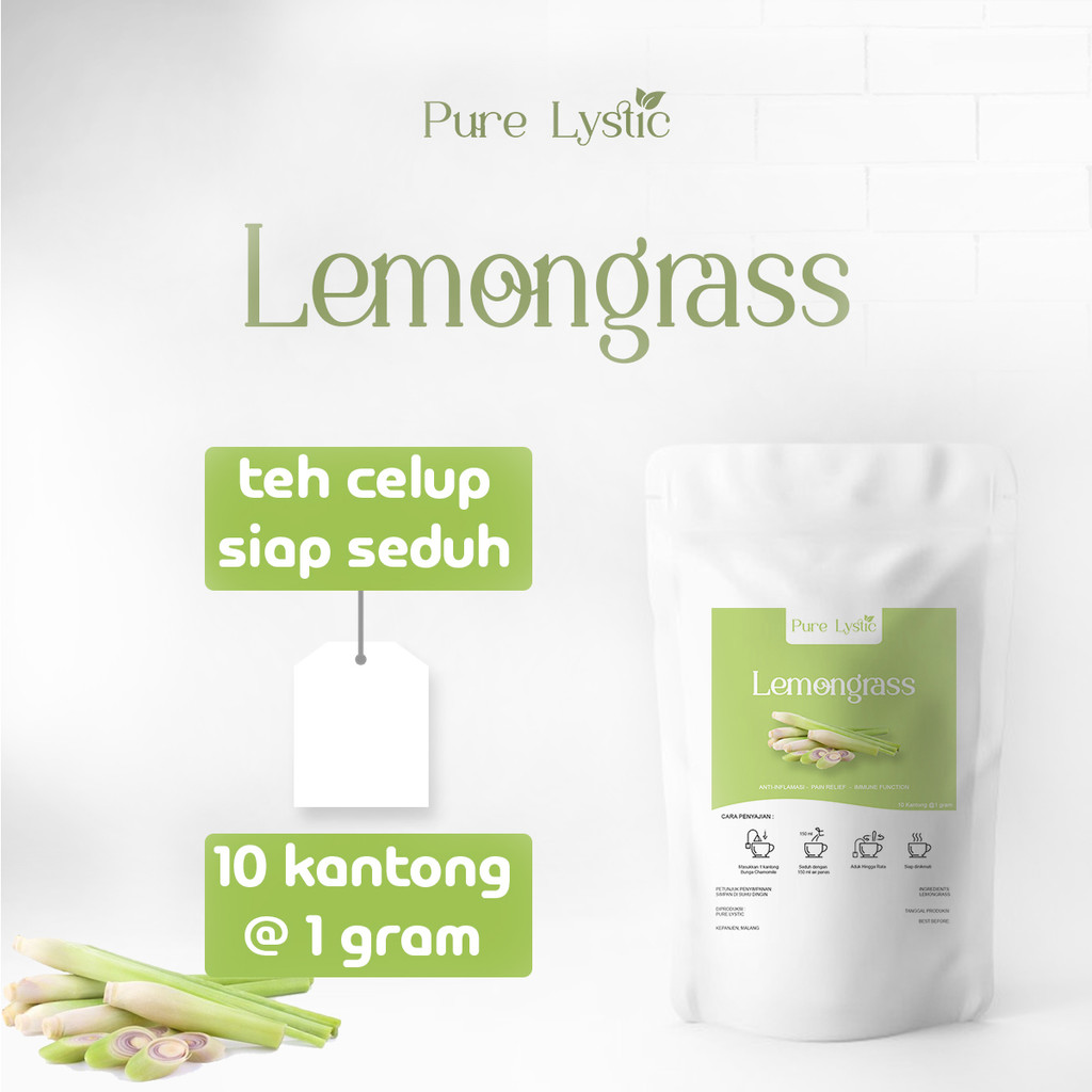 

Pure Lystic - Lemongrass Tea Mengatasi Flu Batuk Radang Tenggorokan Teh Serai Teh Citronella